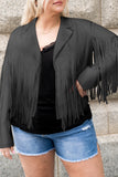 Anokhinaliza Plus Size Fringe Open Front Jacket