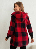 Anokhinaliza Plaid Long Sleeve Hooded Coat