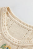 Anokhinaliza Embroidered Cable-Knit Round Neck Sweater Vest