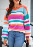 Anokhinaliza Striped Round Neck Drop Shoulder Sweater