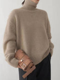 Anokhinaliza Turtleneck Dropped Shoulder Long Sleeve Sweater