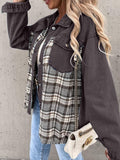 Anokhinaliza Plaid Button Up Dropped Shoulder Jacket