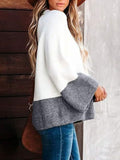 Anokhinaliza Contrast Round Neck Long Sleeve Sweater