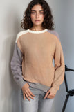 Anokhinaliza Color Block Round Neck Drop Shoulder Sweater