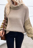 Anokhinaliza Striped & Checkered Turtleneck Dropped Shoulder Sweater