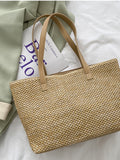 Anokhinaliza Solid Color Woven Tote Bag