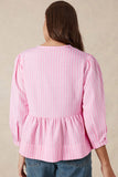 Anokhinaliza Tied Bow Striped Round Neck Blouse