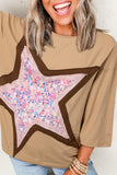 Anokhinaliza Star Applique Patch Round Neck T-Shirt