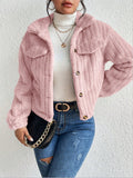 Anokhinaliza Fuzzy Button Up Collared Neck Jacket