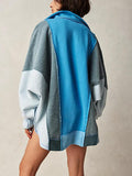 Anokhinaliza High-Low Exposed Seam Contrast Long Sleeve Sweatshirt