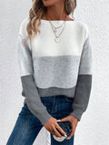 Anokhinaliza Color Block Drop Shoulder Long Sleeve Sweater