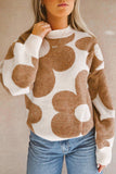 Anokhinaliza Contrast Flower Mock Neck Long Sleeve Sweater