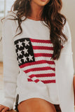 Anokhinaliza US Flag Side Slit Drop Shoulder Sweater