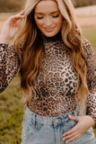 Anokhinaliza Turtleneck Leopard Long Sleeve Bodysuit