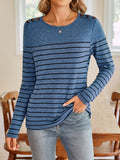 Anokhinaliza Lovelet Striped Round Neck Long Sleeve T-Shirt