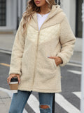 Anokhinaliza Fuzzy Zip Up Long Sleeve Hooded Jacket