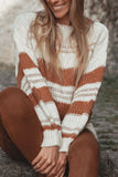 Anokhinaliza Striped Round Neck Dropped Shoulder Sweater