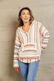 Anokhinaliza Striped Hooded Sweater with Kangaroo Pocket