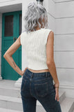 Anokhinaliza Cable-Knit Deep V Cropped Knit Vest