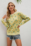 Anokhinaliza Heart Round Neck Dropped Shoulder Sweater