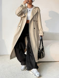 Anokhinaliza Collared Neck Long Sleeve Longline Trench Coat