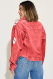 Anokhinaliza Baseball Sequin Dropped Shoulder Raw Hem Jacket