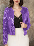 Anokhinaliza Full Size Sequin Open Front Cropped Jacket