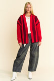 Anokhinaliza Davi & Dani Cable-Knit Color Block Open Front Cardigan