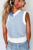 Anokhinaliza Striped Contrast V-Neck Sweater Vest