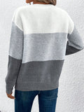 Anokhinaliza Color Block Drop Shoulder Long Sleeve Sweater