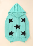 Anokhinaliza Woven Right Star Distressed Slit Hooded Sweater