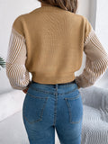 Anokhinaliza Striped V-Neck Long Sleeve Sweater