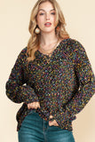 Anokhinaliza Confetti V-Neck Long Sleeve Sweater