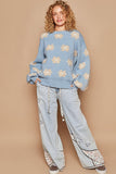 Anokhinaliza POL Daisy Pattern Drop Shoulder Sweater