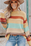 Anokhinaliza Color Block Round Neck Dropped Shoulder Sweater