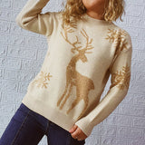 Anokhinaliza Reindeer and Snowflake Pattern Sweater