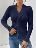 Anokhinaliza Twist Front Ribbed Long Sleeve Sweater