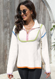 Anokhinaliza Contrast Half Zip Drop Shoulder Sweater