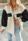 Anokhinaliza Color Block Collared Neck Sherpa Jacket