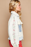 Anokhinaliza POL Embroidered Sleeve Raw Edge Quilted Jacket