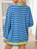 Anokhinaliza Lovelet Striped Contrast Long Sleeve Sweatshirt