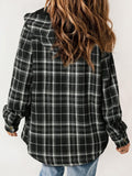 Anokhinaliza Plaid Snap Down Plush Hooded Jacket