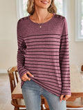 Anokhinaliza Lovelet Striped Round Neck Long Sleeve T-Shirt