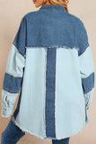 Anokhinaliza Raw Hem Color Block Denim Jacket