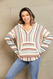 Anokhinaliza Striped Hooded Sweater with Kangaroo Pocket