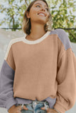 Anokhinaliza Color Block Round Neck Drop Shoulder Sweater