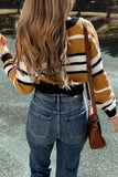 Anokhinaliza Contrast Stripes V Neck Long Sleeve Sweater