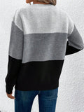 Anokhinaliza Color Block Drop Shoulder Long Sleeve Sweater