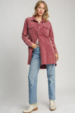 Anokhinaliza Umgee Raw Hem Button Down Denim Jacket with Chest Pockets