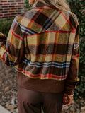 Anokhinaliza Pocketed Plaid Long Sleeve Jacket